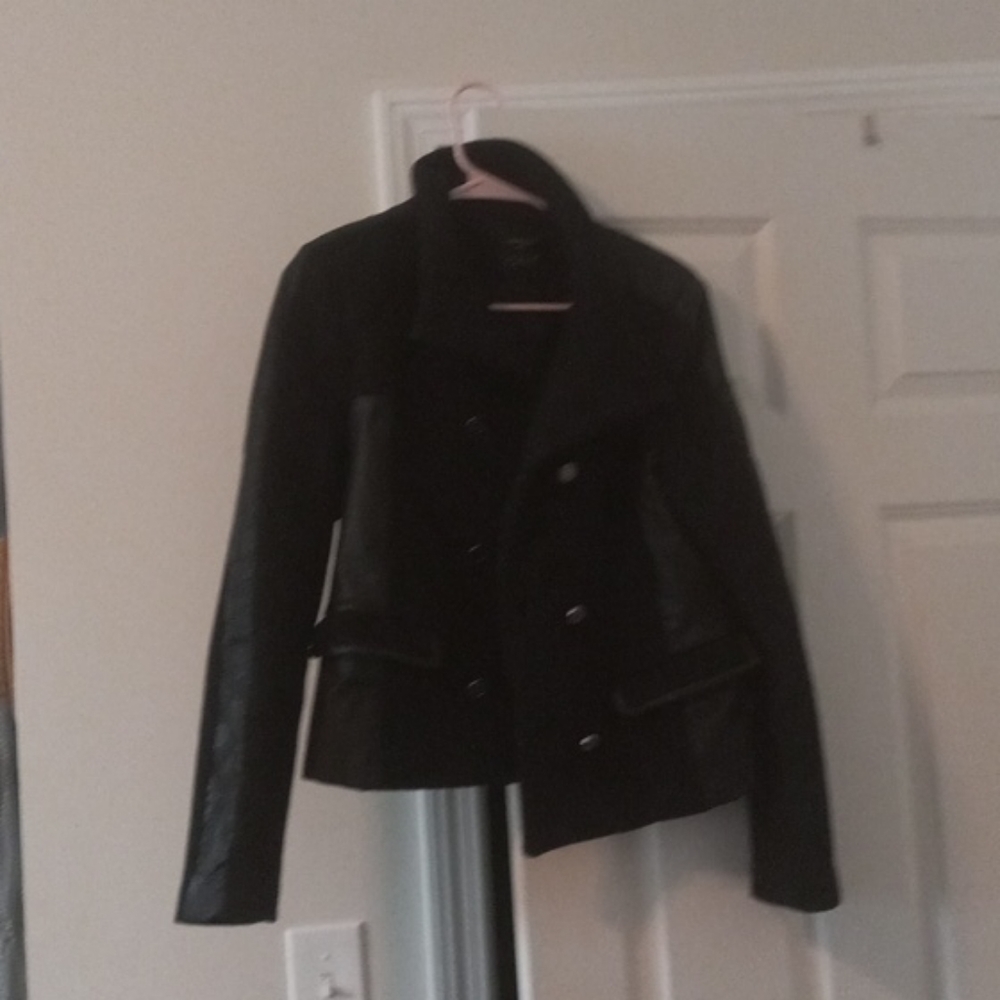 Beautiful black wool and leather Jacket